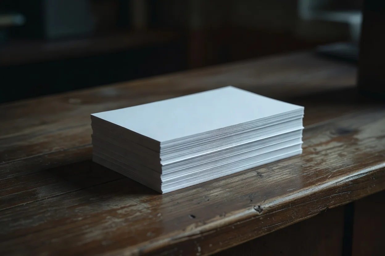 Stack of paper betting slips on a wooden counter